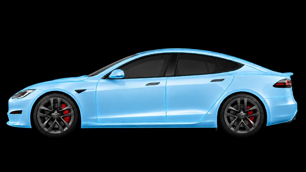 Tesla with full body paint protection film coverage highlighted